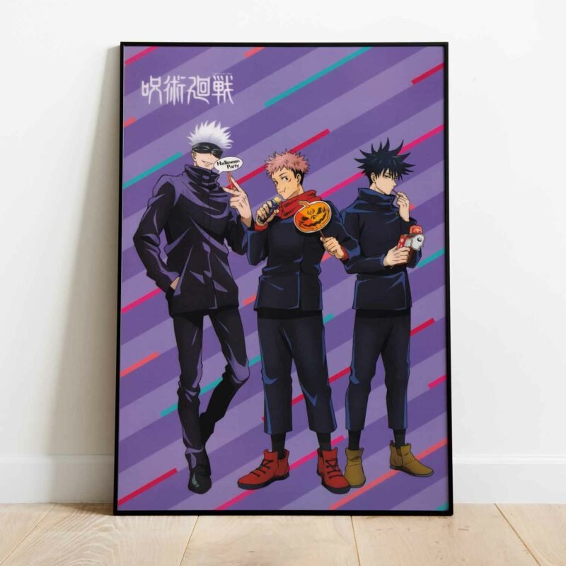 Satoru Gojo, Yuji Itadori, Megumi Fushiguro Jujutsu Kaisen Anime Poster