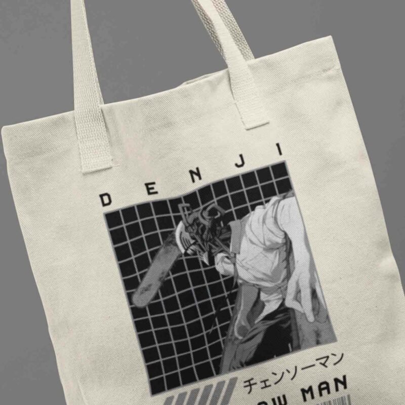 Black and White Denji Chainsaw Man Anime Closeup Tote Bag