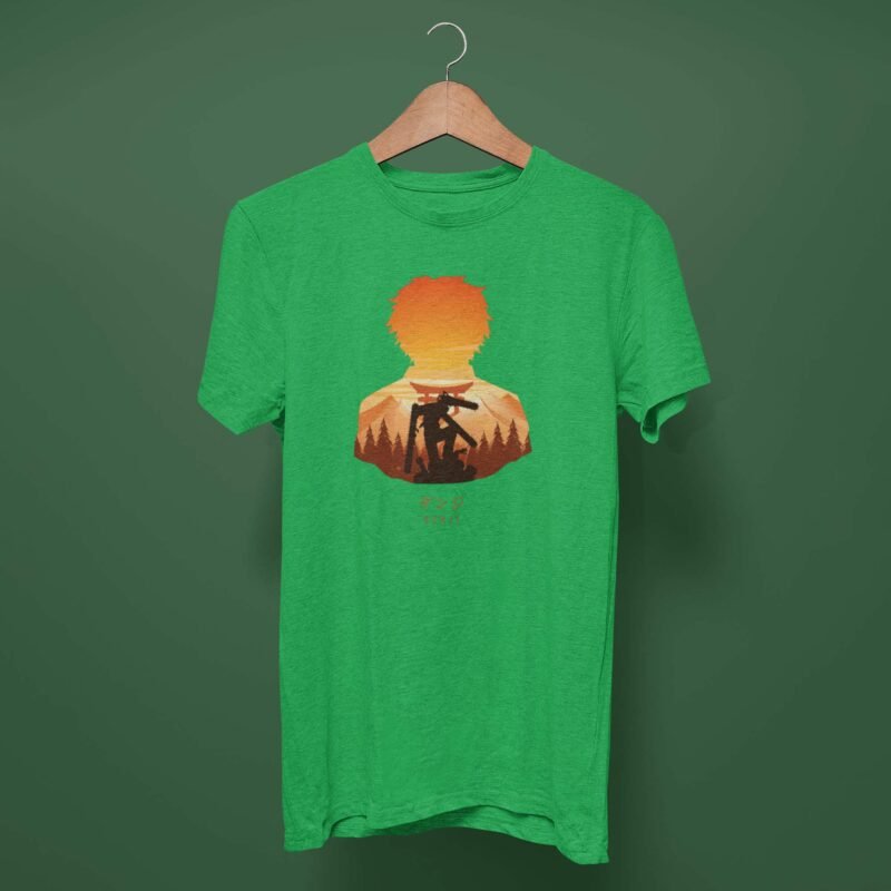 Denji Cool Chainsaw Man Anime Irish Green T-Shirt