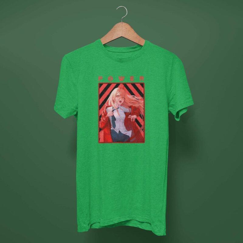 Power Chainsaw Man Anime Irish Green T-Shirt