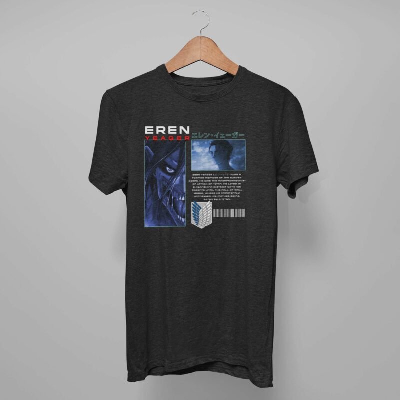 Eren Yeager Attack on Titan black T-Shirt