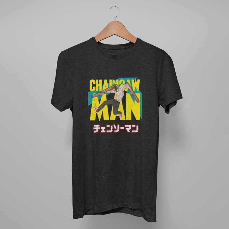 Denji Chainsaw Man black Anime T-Shirts