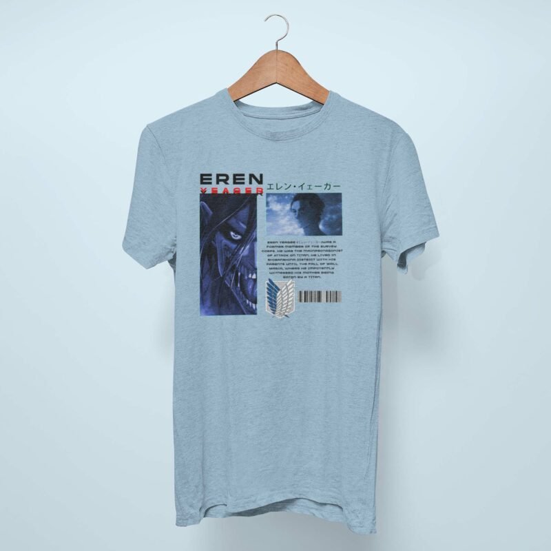 Eren Yeager Attack on Titan irish Light Blue T-Shirt