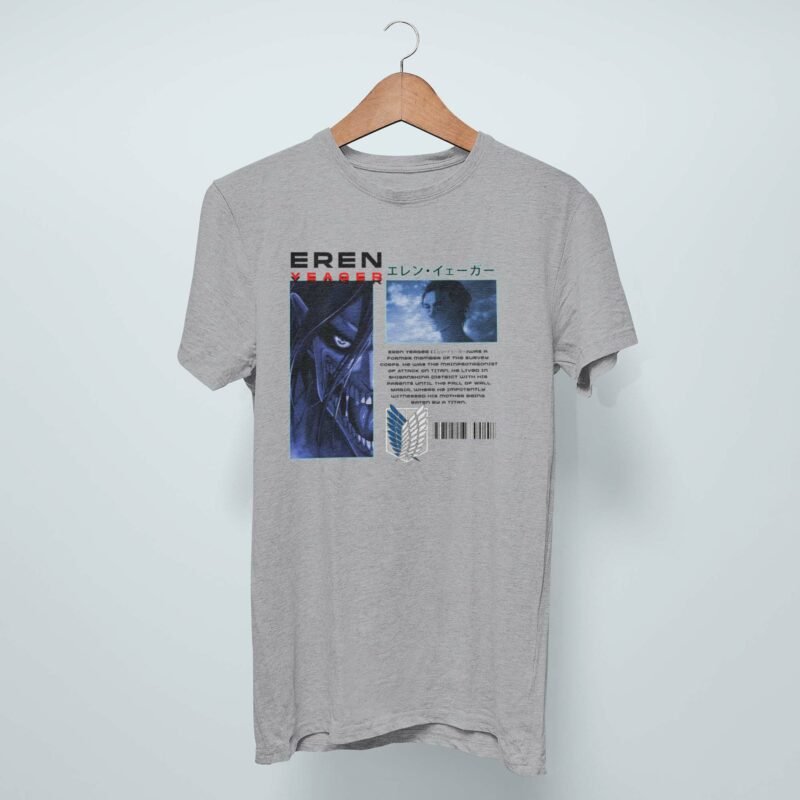 Eren Yeager Attack on Titan sports grey T-Shirt