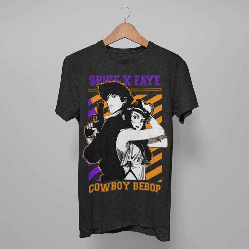 Spike x Faye Cowboy Bebop Anime Black T-Shirt