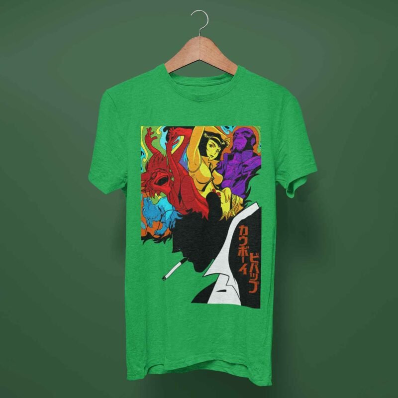 Unisex, Vintage Cowboy Bebop Anime Irish green T-Shirt