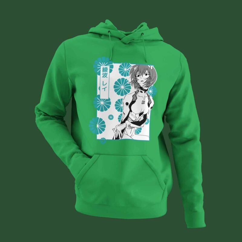 Rei Ayanami Neon Genesis Evangelion Anime Irish green Hoodie