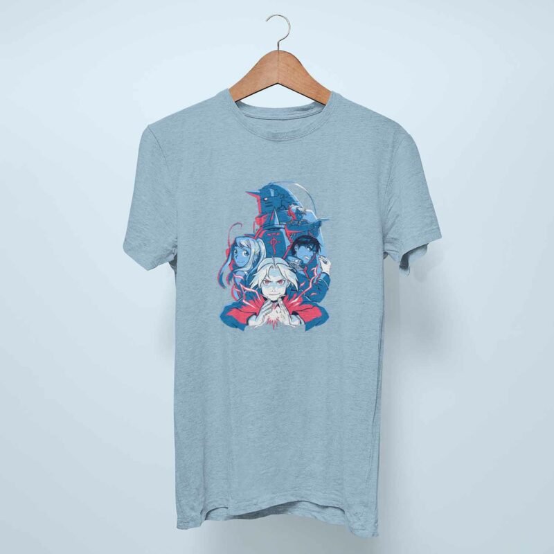 Team Fullmetal Alchemist Anime Light Blue T-Shirt