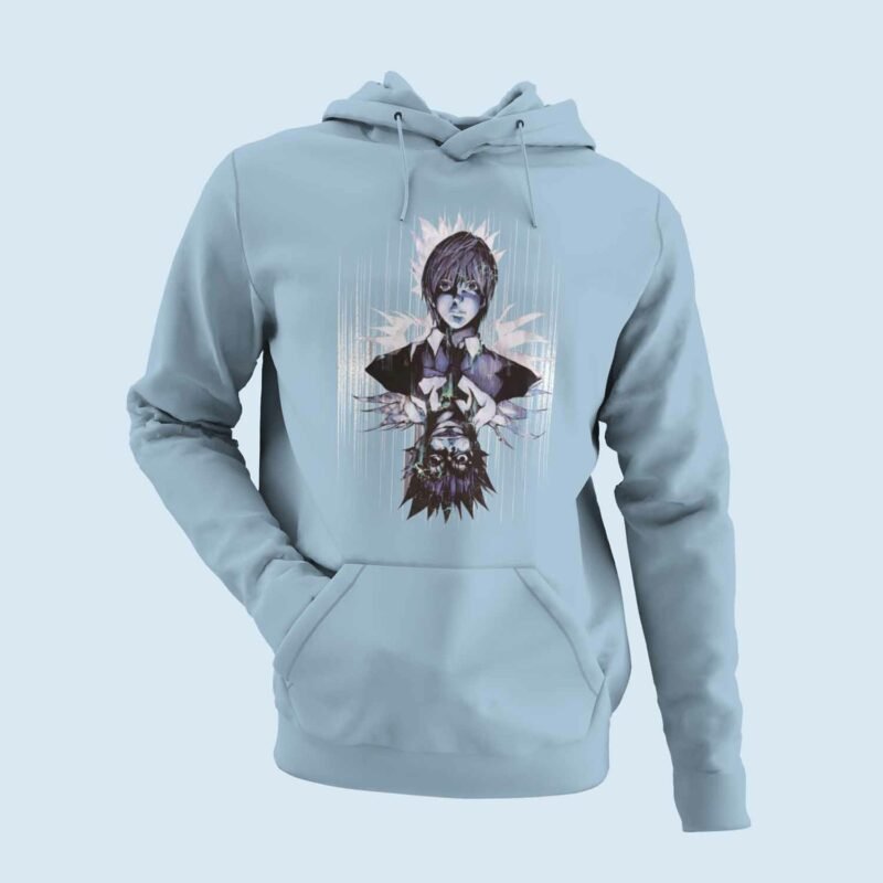 L and Light Yagami Death Note Anime Light Blue Hoodie