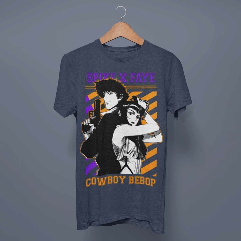 Spike x Faye Cowboy Bebop Anime Navy T-Shirt
