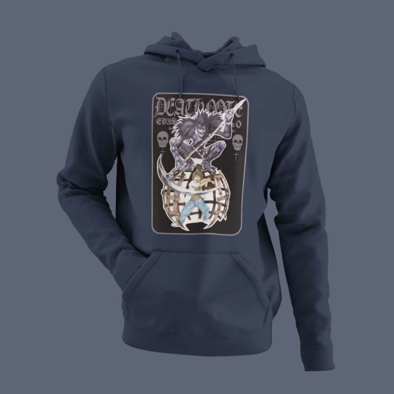 L and Ryuk Death Note Anime Navy Hoodie
