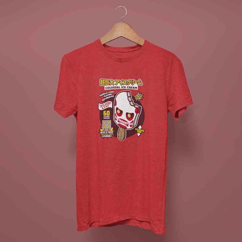 Colossal Ice Cream Attack on Titan Red T-Shirt