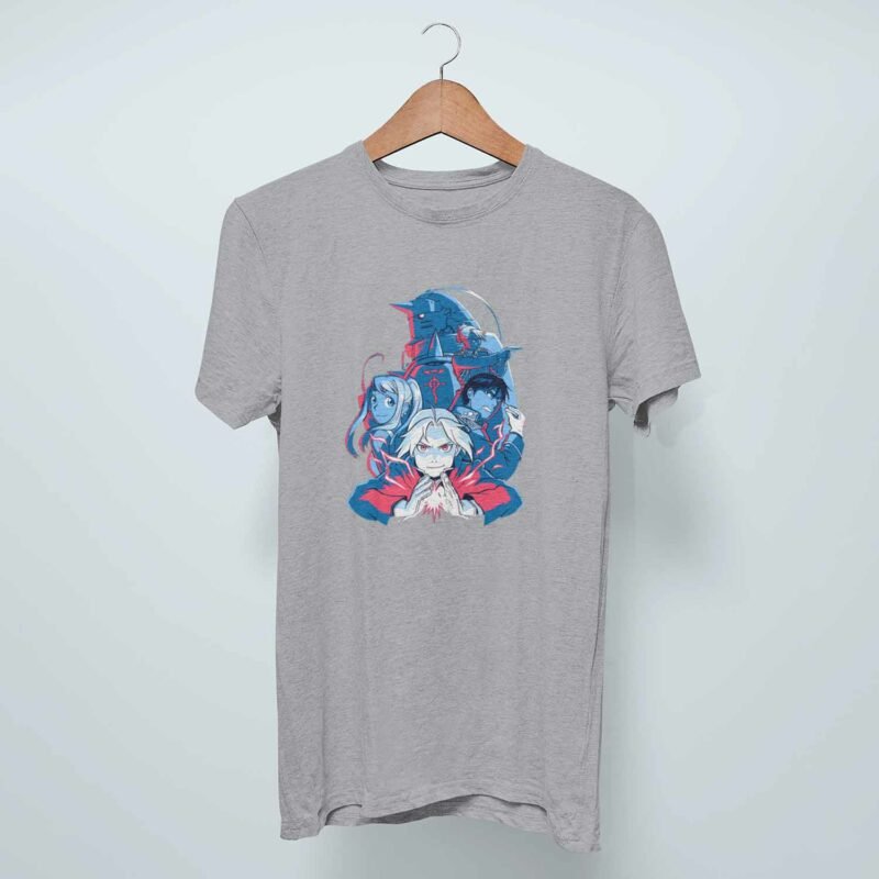 Team Fullmetal Alchemist Anime Sports Grey T-Shirt