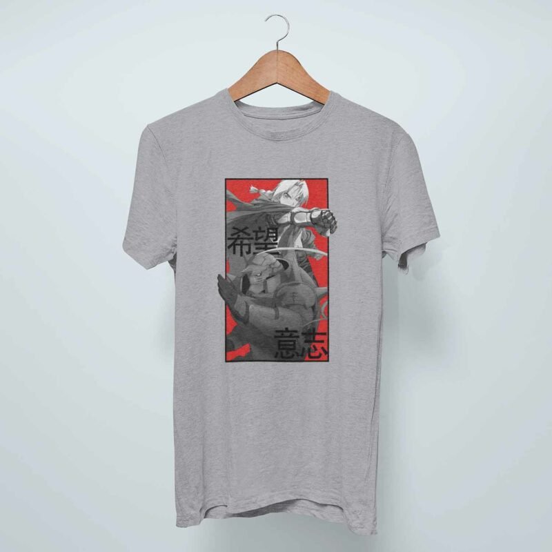 Edward Elric and Alphonse Elric FMA Anime Sports Grey T-Shirt