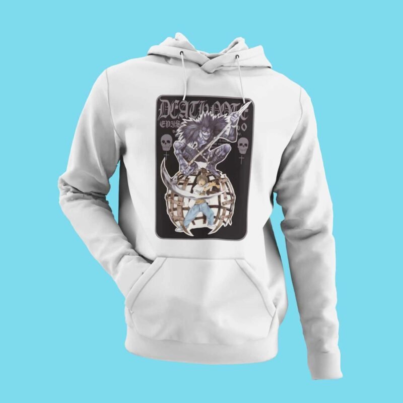 L and Ryuk Death Note Anime White Hoodie