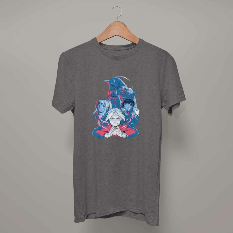 Team Fullmetal Alchemist Anime charcaol T-Shirt