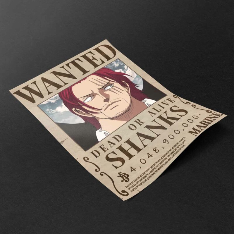 One Piece Shanks Wanted anime Poster