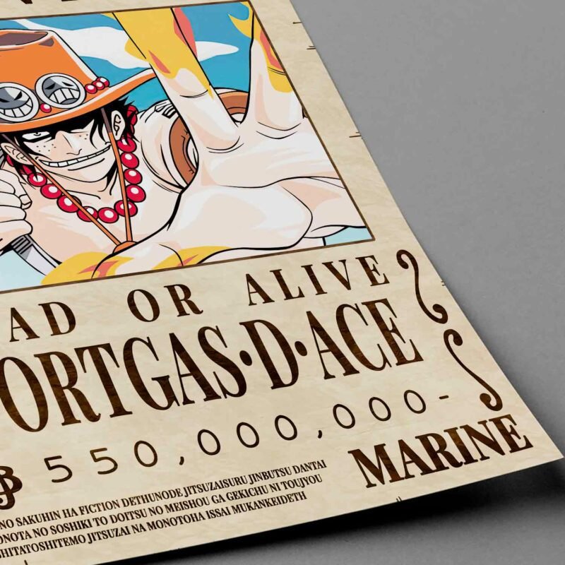 One Piece Portgas D. Ace Wanted Closeup Poster