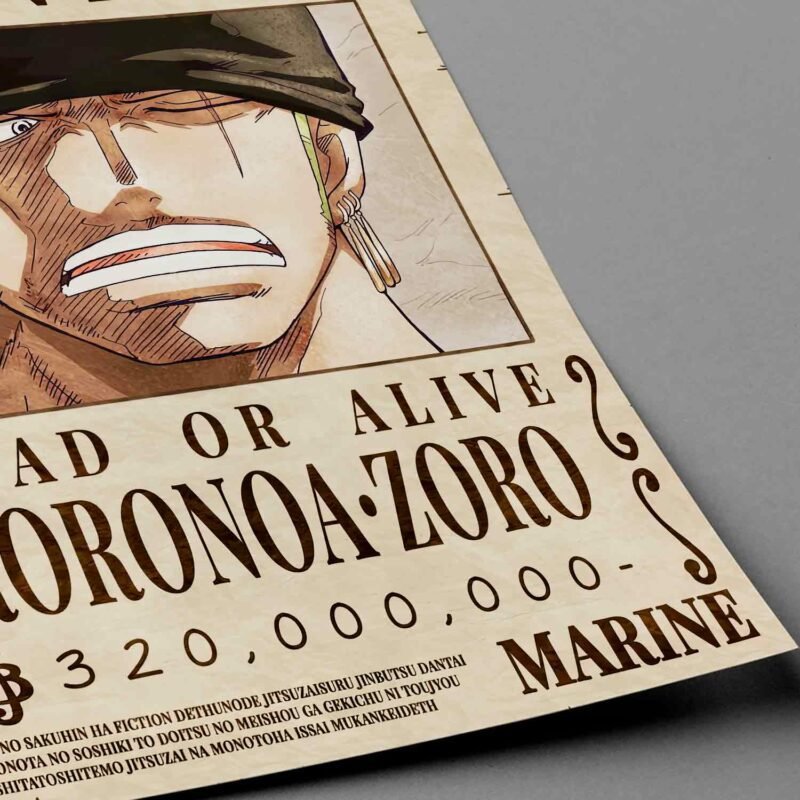 One Piece Roronoa Zoro Wanted Closeup Poster