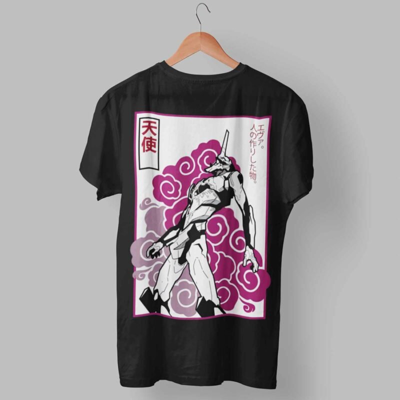 Angel Neon Genesis Evangelion Anime Black T-Shirt