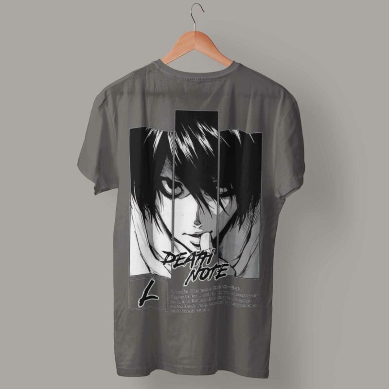 L Death Note Anime Charcaol T-Shirt