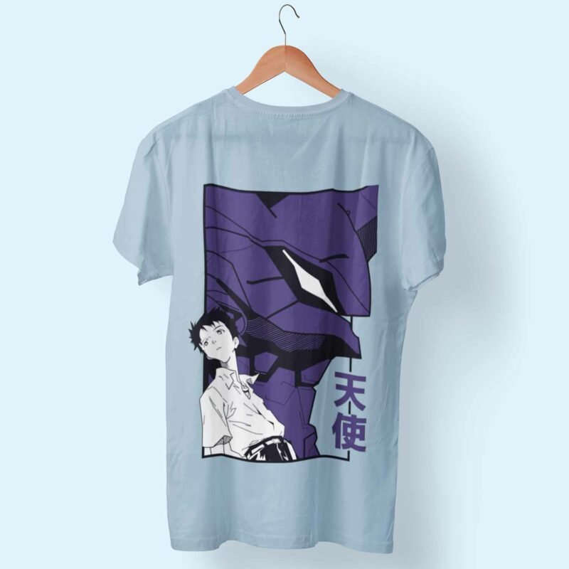 Angel Evangelion Neon Genesis Evangelion Anime Light blue T-Shirt