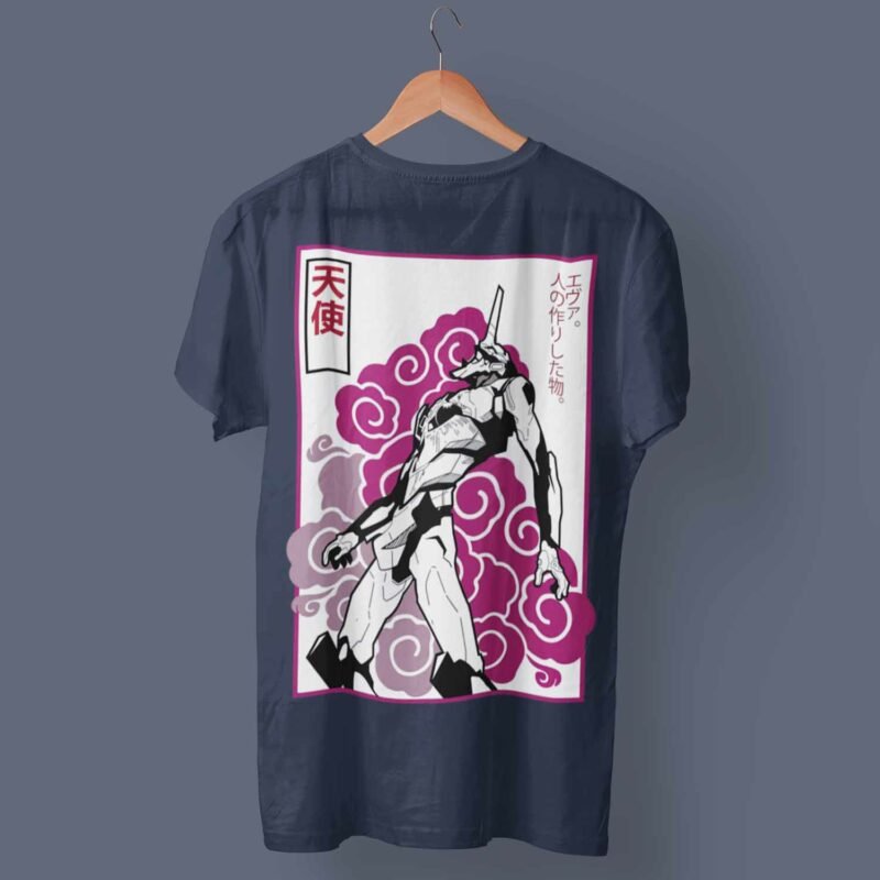 Angel Neon Genesis Evangelion Anime Navy T-Shirt