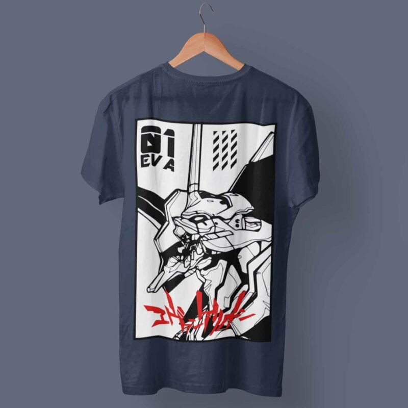Evangelion 01 Neon Genesis Evangelion Anime Navy T-Shirt
