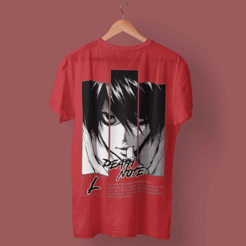 L Death Note Anime Red T-Shirt