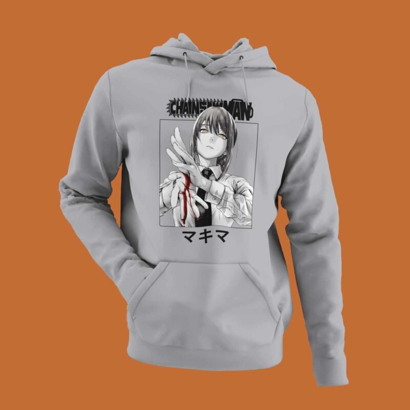 Makima kill Power Chainsaw Man Anime Sports Grey Hoodie