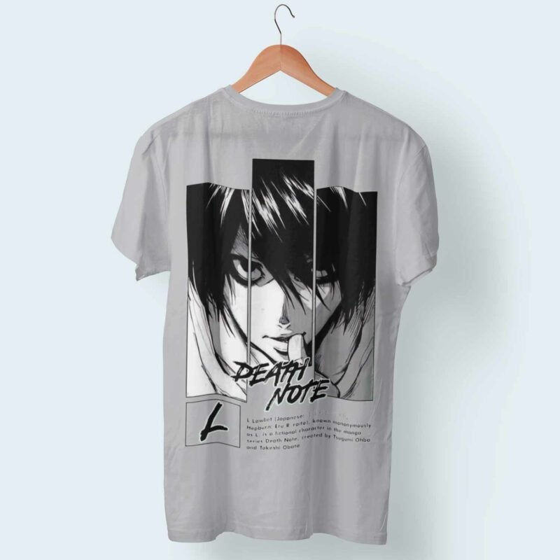 L Death Note Anime Sports grey T-Shirt