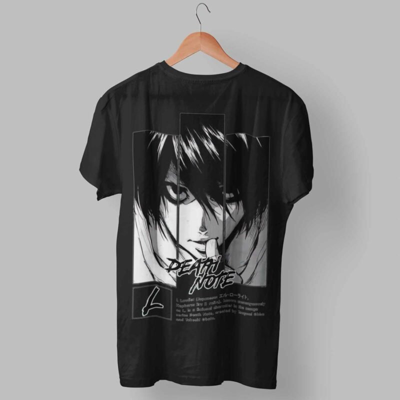 L Death Note Anime black T-Shirt