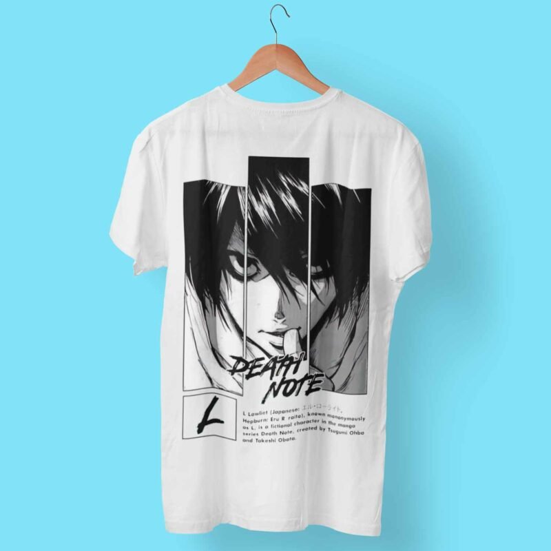 L Death Note Anime white T-Shirt