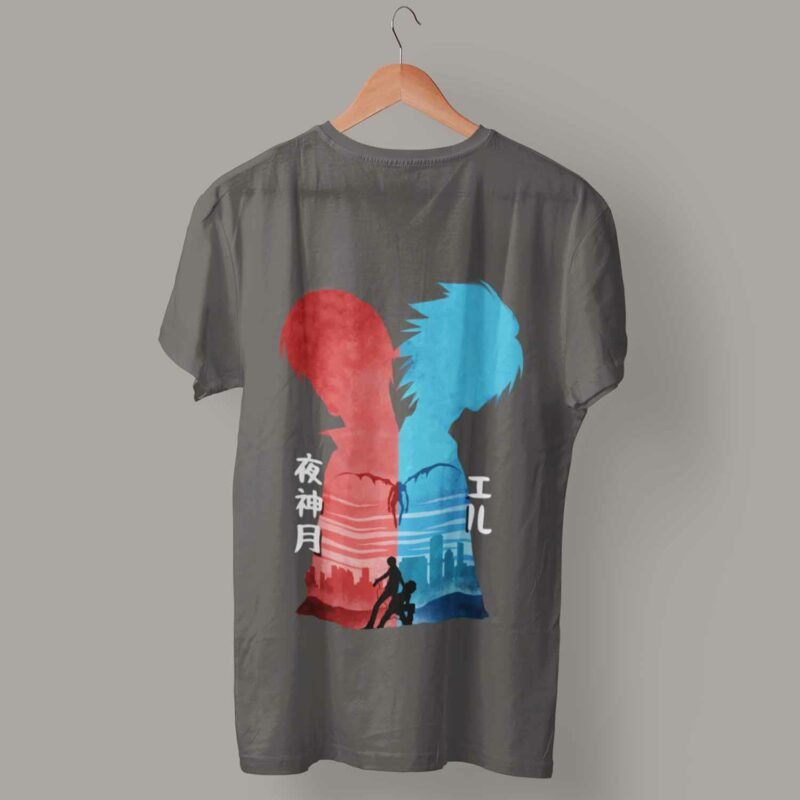 Light Yagami and L Death Note Charcaol T-Shirt