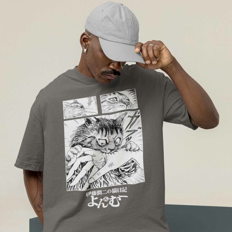 Junji Ito Manga Cat Diary Bite Charcaol Shirt