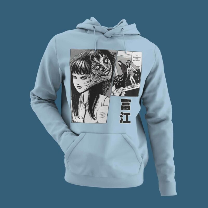 Junji Ito Tomie Manga Light Blue Hoodie