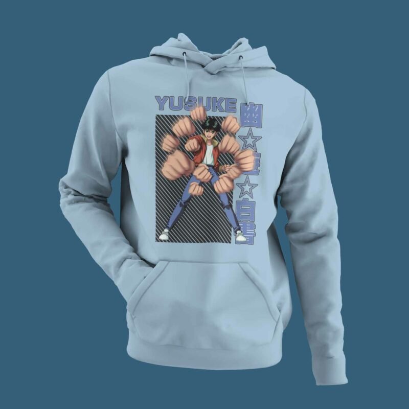 Yusuke Urameshi Yu Yu Hakusho Light Blue Anime Hoodie