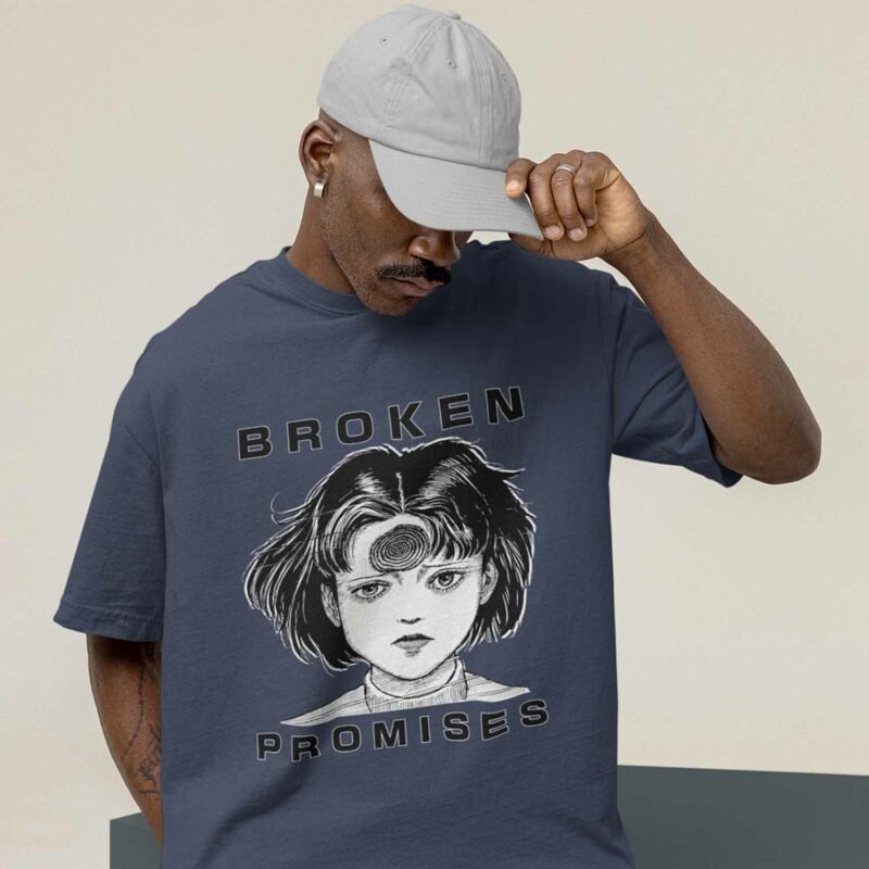 Junji Ito Broken Promises Manga Navy Shirt