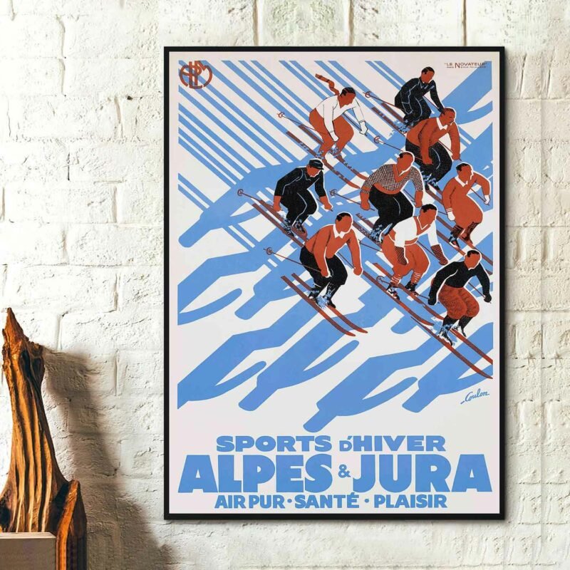 Alpes Jura Vintage Ski France Winter Sports Vintage Poster