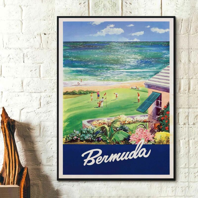 Bermuda Sandy Beach Vintage Travel Posters