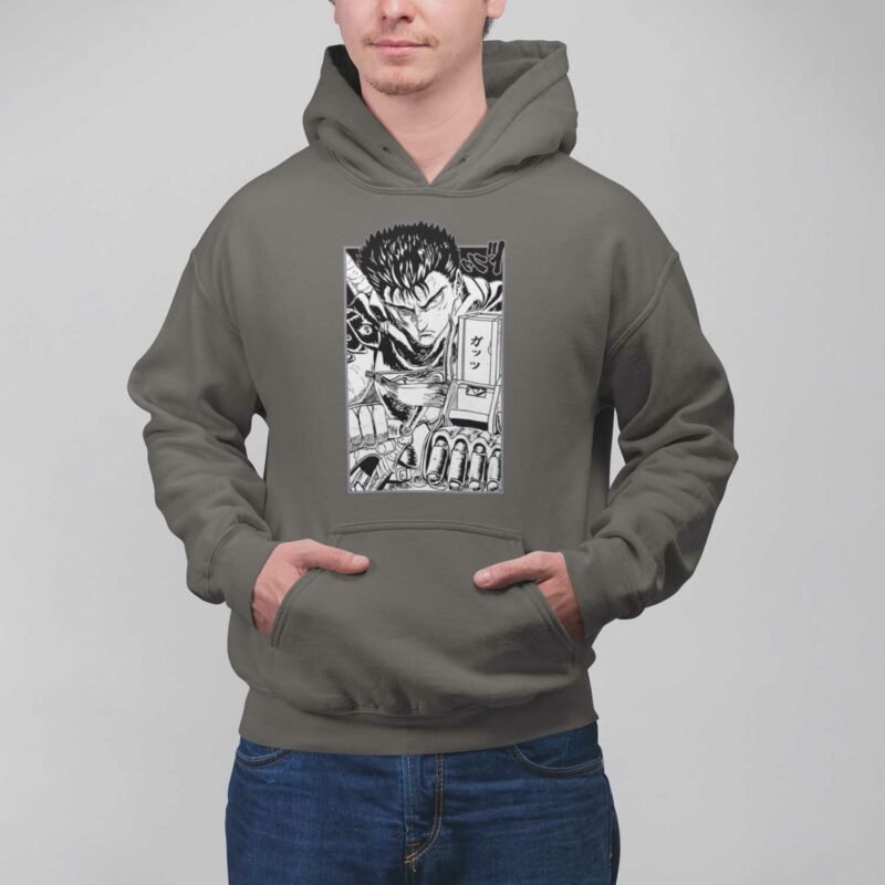 Berserk Guts Dragon Slayer Manga Charcaol Hoodie