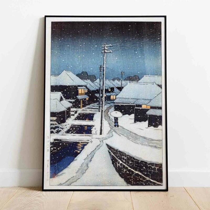 Evening snow at Terashima Village 1920 Poster