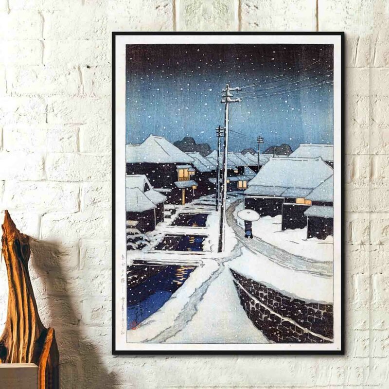 Evening snow at Terashima Village 1920 Painting