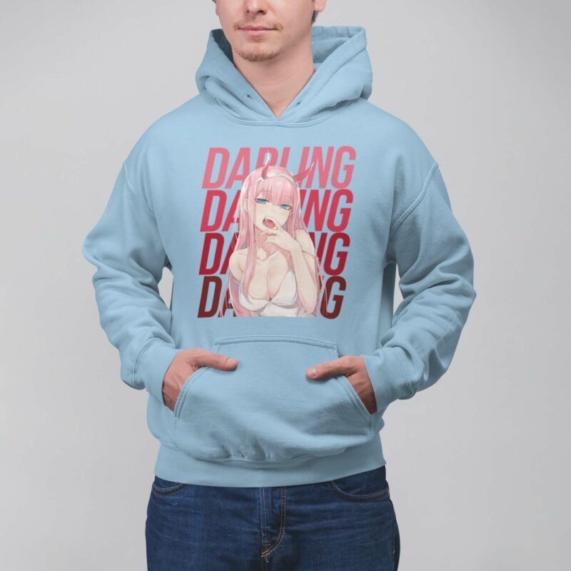 Darling in the Franxx Zero Two Hentai Anime Light Blue Hoodie