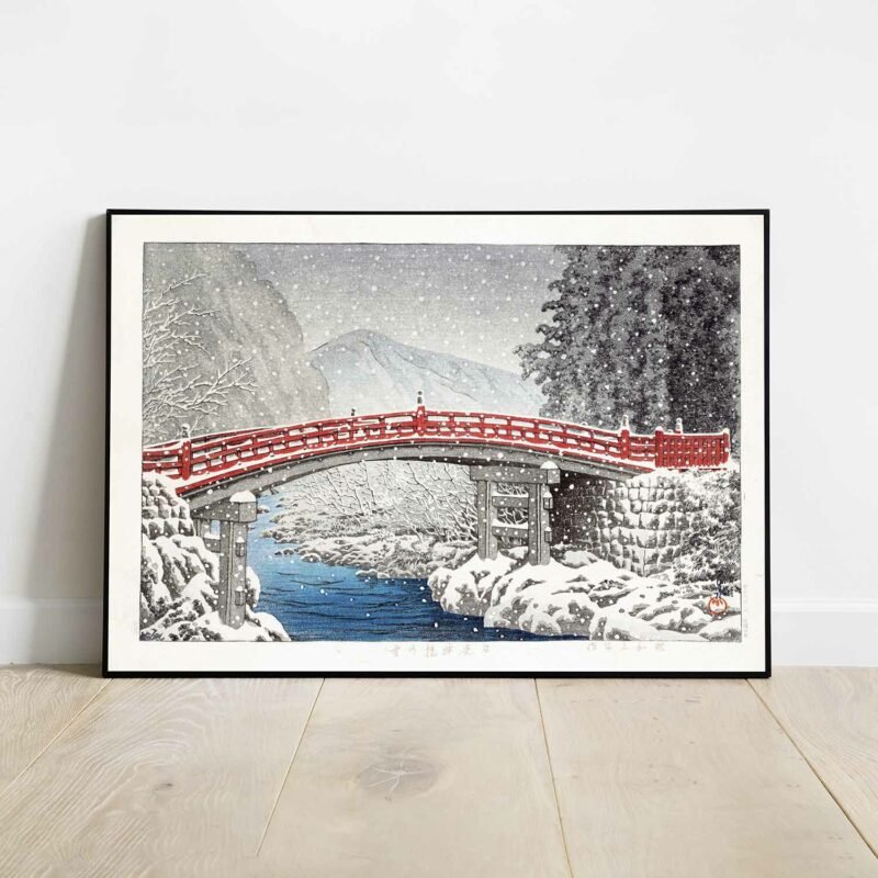 Snow at Kamibashi Bridge in Nikko 1930 Poster