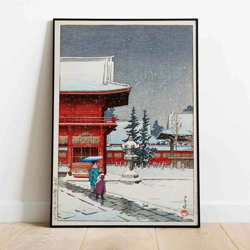 Snow at Nezu-Gongen Shrine 1933 Poster