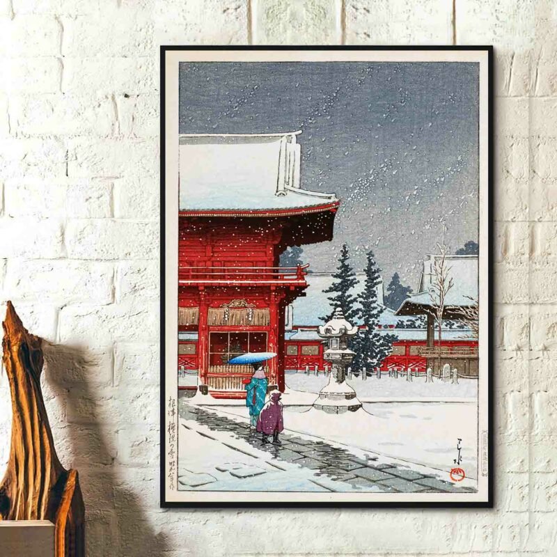 Snow at Nezu-Gongen Shrine 1933 Painting