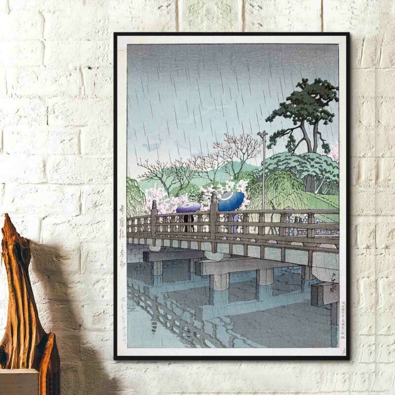 Spring rain at Benkei Bridge 1936 Painting