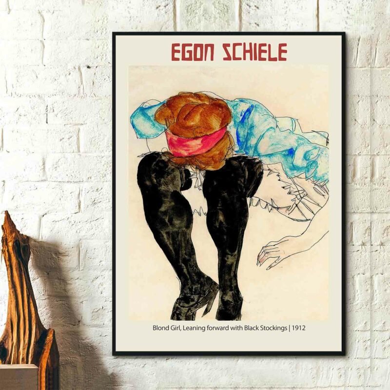 Blond Girl, Leaning forward with Black Stockings 1912 Poster
