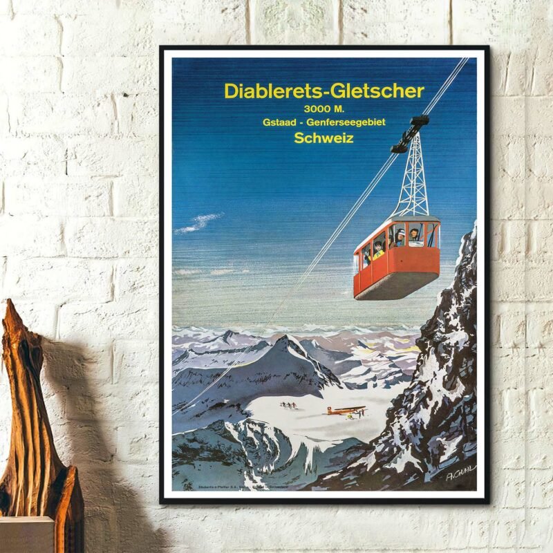 Diablerets Switzerland 3000 m Vintage Travel Poster